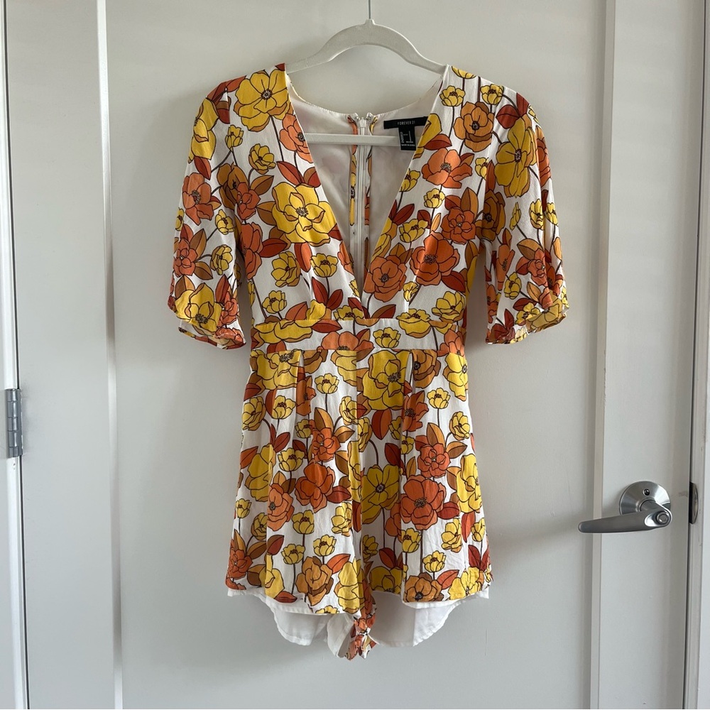 Floral V-Neck Romper
